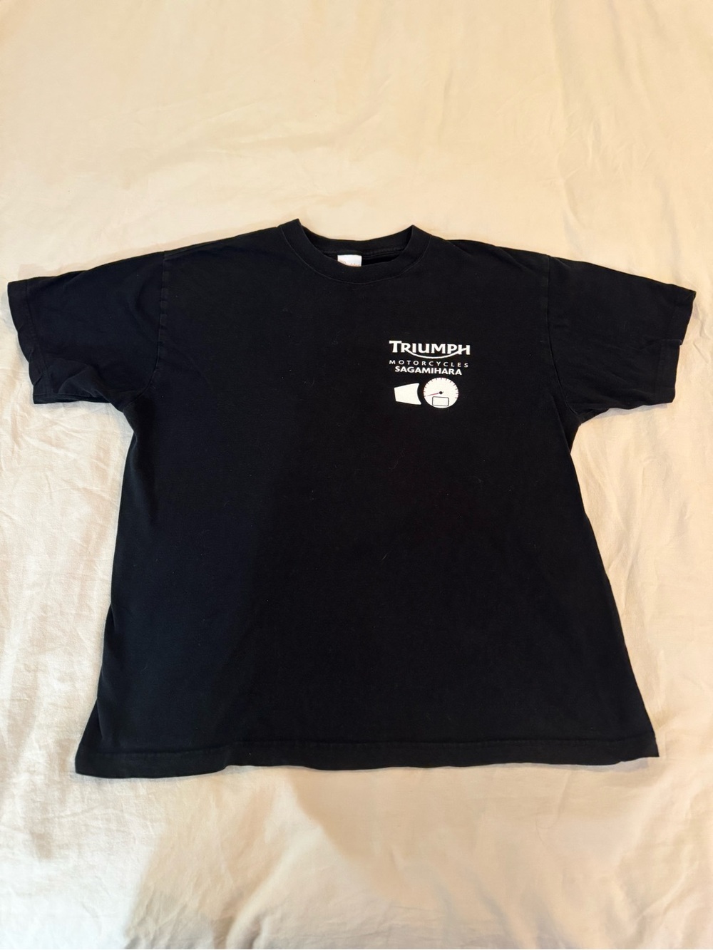 Triumph Speed Triple Black Tee with White and Red Gauge Graphic